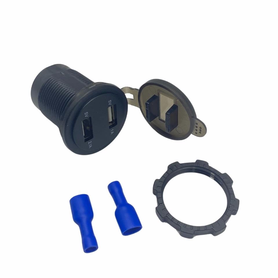 12V-24V DİJİTAL VOLTMETRE+ŞARJ CİHAZI (USB X 2) (1A/2.1A) (KIRMIZI IŞIK) (28 MM)