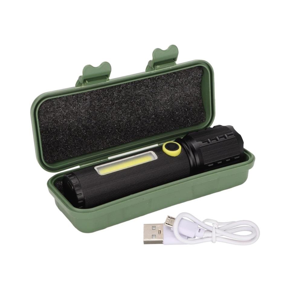 EL FENERİ COB LED (4 FONKSİYONLU-ZOOMLU) (USB ŞARJLI) (METAL KASA PROFESYONEL) (140*32 MM) JF-72
