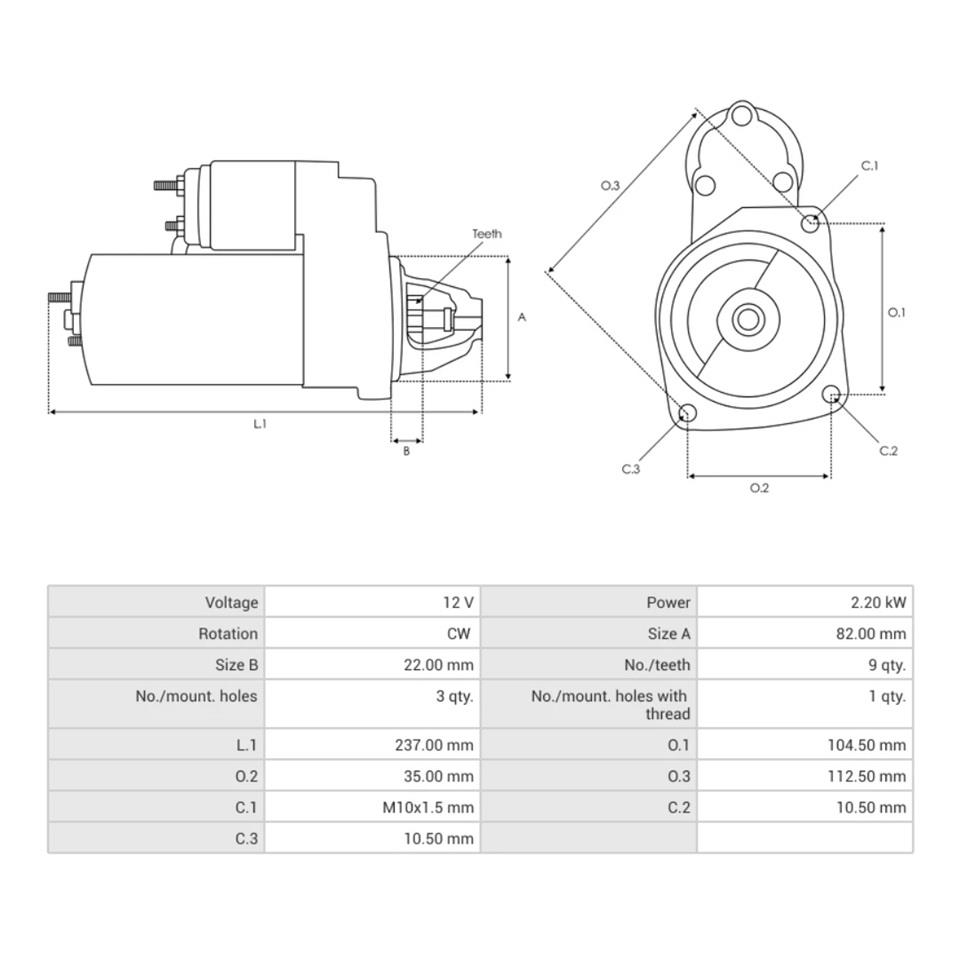 VALEO 12V MARŞ MOTORU 9 DİŞ 2.2 KW CHEVROLET CAPTIVA/CRUZE-OPEL ANTARA