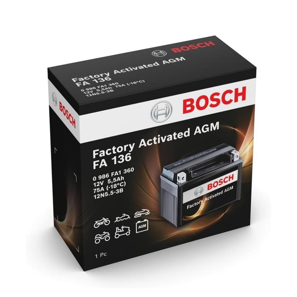 BOSCH 12V 5.5 AH MOTOSİKLET AKÜSÜ AGM 75 A (EN) (135*60*130) (12N5.5-3B)