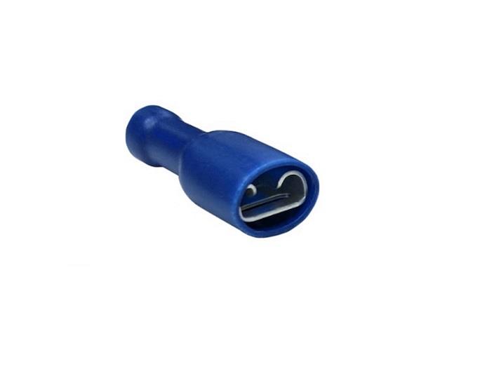 DİŞİ FİŞ STANDART (TAM İZOLELİ) (KALAYLI) (6.3 MM) (1.50-2.50 MM KABLO UYUMLU) MAVİ