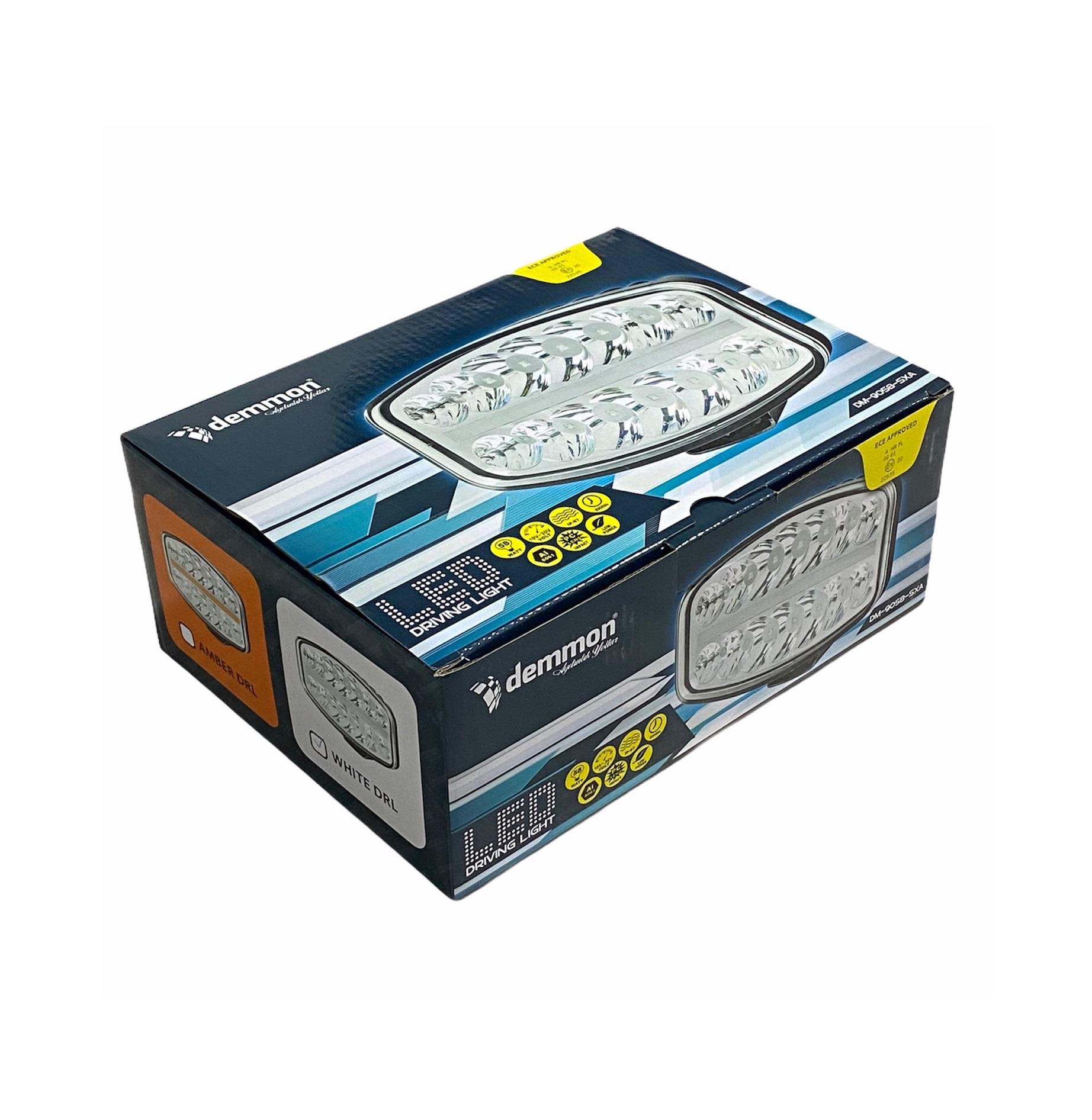 DEMMON 10V-30V GÜNDÜZ SÜRÜŞ LAMBASI (14+10 LEDLİ) (50W+8W) (245*139*91 MM) BEYAZ