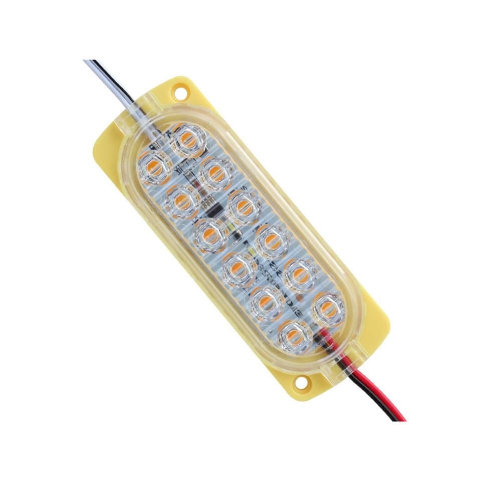 12V MODÜL LAMBA ÇAKARLI 12-LEDLİ SARI (105*38 MM)