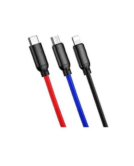 TELEFON ŞARJ KABLOSU IPHONE-MIKRO-TYPE-C (ÇOKLU UÇ) 5V 3A 120CM