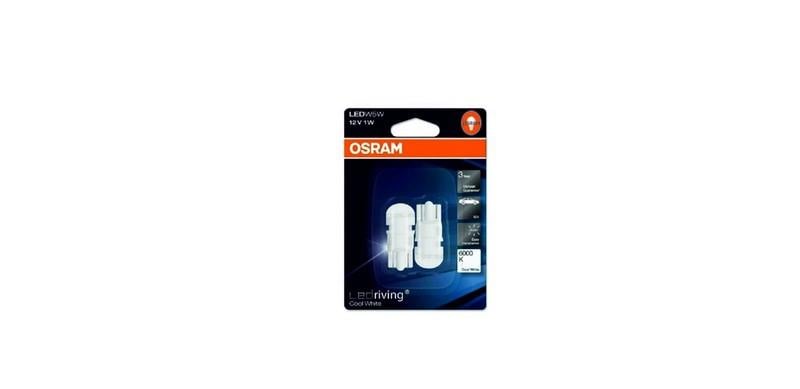 OSRAM 12V DİPSİZ AMPUL T10 TEK LEDLİ 6000K 1W MERCEKLİ (2 AD)