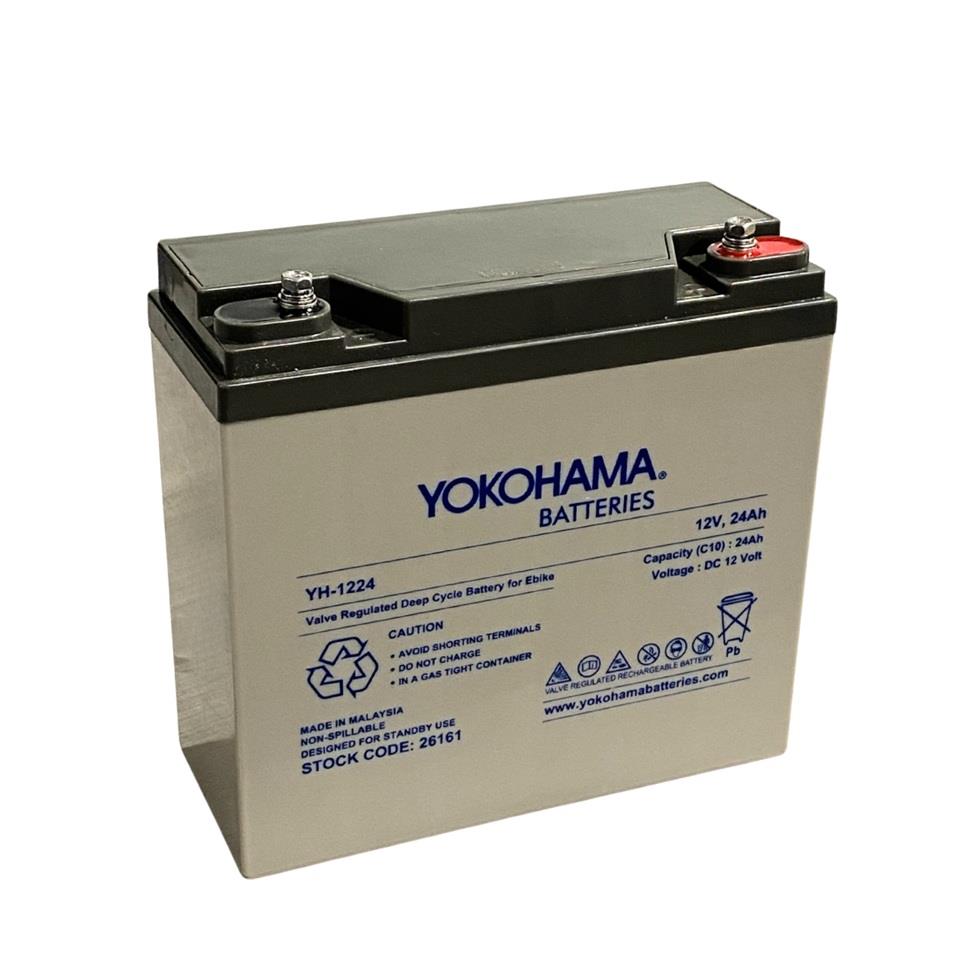 YOKOHAMA 12V 24 AH ELEKTRİKLİ BİSİKLET AKÜSÜ DEEP CYCLE GEL BATTARY CARBON-X (181*77*170) (6.60 KG)