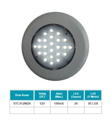 SANEL 12V-24V SPOT TAVAN LAMBA 24 LEDLİ 6500K BEYAZ (SU GEÇİRMEZ) (100 MM) (BUTONSUZ)