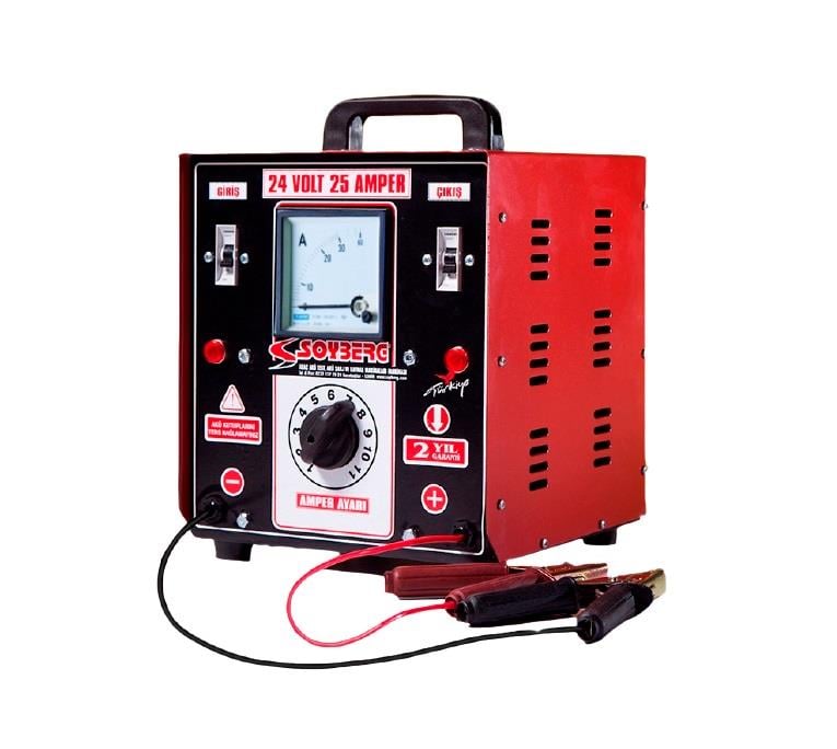 SOYBERG 12V-24V ŞARJ REDRESÖRÜ 25 A (AKÜ ŞARJ CİHAZI) (AMPER AYARLI) 