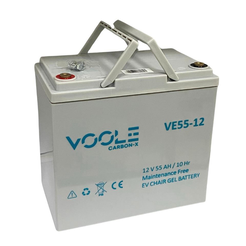 VOOLE 12V 55 AH ENGELLİ ARAÇ AKÜSÜ JEL CARBON-X EV CHAIR GEL BATTERY (230*139*215) (15,3 KG) YÜKSEK