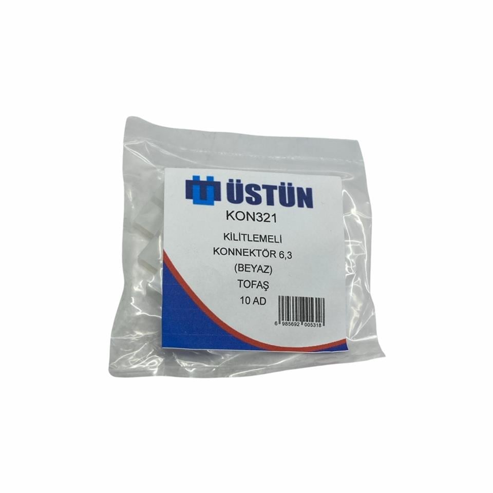 TEKLİ KONNEKTOR KİLİTLEMELİ (FİŞ KILIFI) STANDART 6.3 MM (BEYAZ) (10 AD)