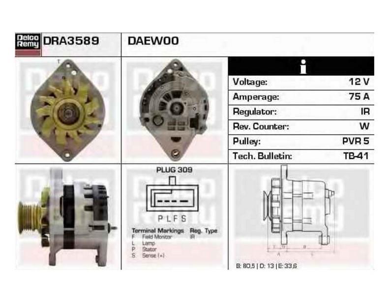 DELCO 12V ALTERNATÖR DİNAMO 70 A (P-L-I-S) (SOKETLİ 4 FİŞ) DAEWOO DOOSAN FORKLİFT