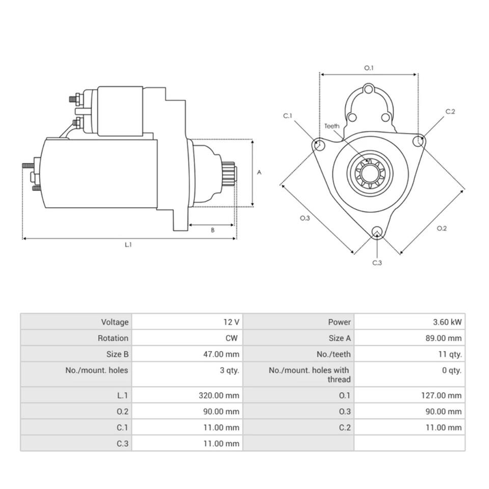 12V MARŞ MOTORU MITSUBISHI TİPİ 11 DİŞ 3.6 KW VOLVO PENTA