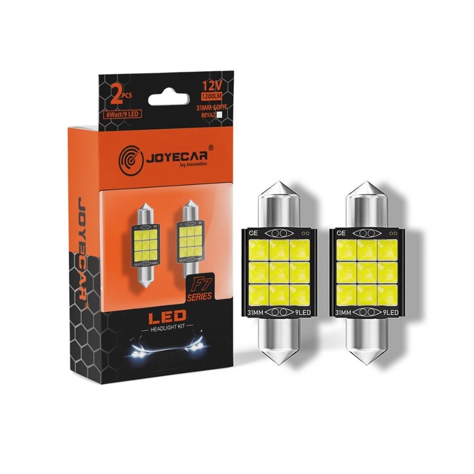 JOYECAR 12V SOFİT AMPUL 9 LEDLİ BEYAZ (31 MM) (2 AD)