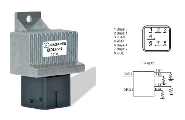 NAGARES 12V KIZDIRMA RÖLESİ (7 FİŞ) CITROEN-FIAT-NISSAN-PEUGEOT-RENAULT