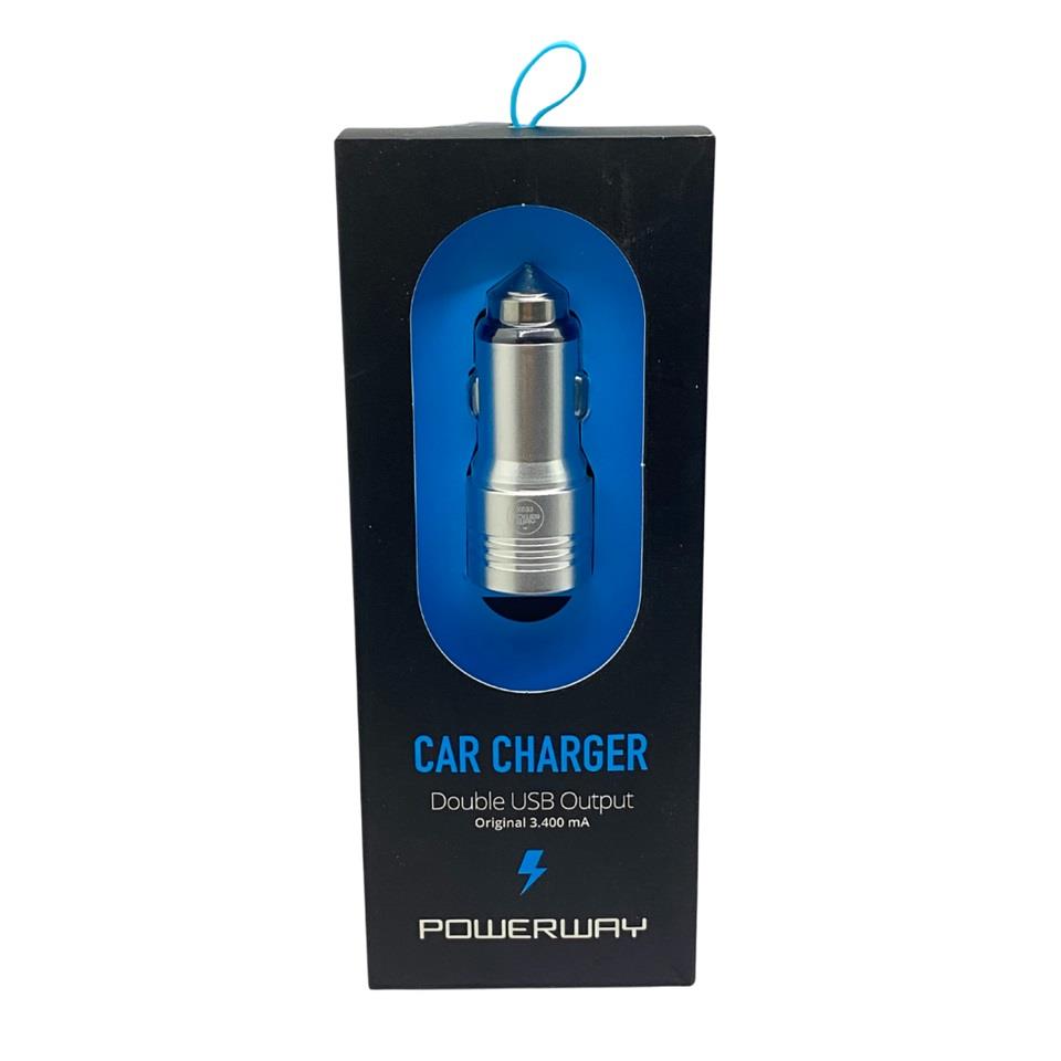 12V-24V TELEFON ŞARJ CİHAZI 2.4 A/1 A (ÇAKMAK GİRİŞLİ) (2 X USB GİRİŞLİ) GÜMÜŞ GRİ 