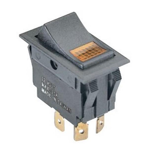 TUŞLU ANAHTAR IŞIKLI SARI (4 FİŞ) (TEK DEVRE) (12V 20A DC/24V 10A DC)