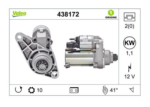 VALEO 12V MARŞ MOTORU 10 DİŞ 1 KW TERS (OVAL SOKET) AUDI-SEAT-SKODA-VW BENZİNLİ