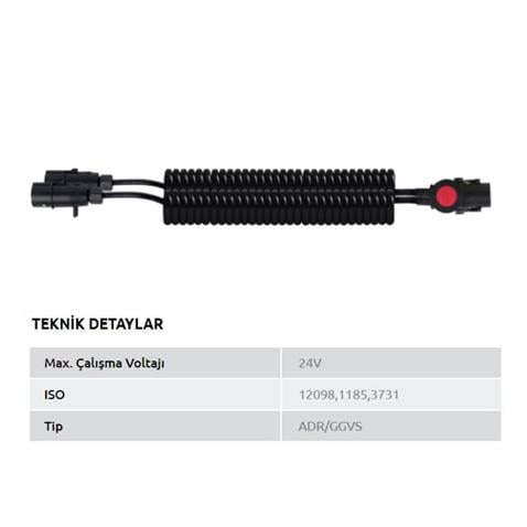 AKSA TIR DORSE ELEKTRİK KABLOSU 7Lİ X 2 (3LÜ) (ADAPTÖR) (15 KABLOLU) (4.5 MT) PLS VİDALI
