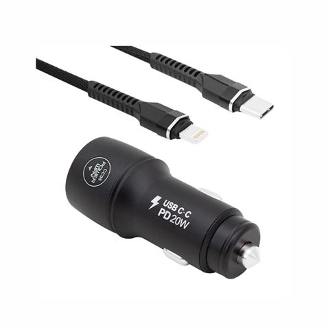 12V-30V TELEFON ŞARJ CİHAZI 3.0 A/3.1 A (ÇAKMAK GİRİŞLİ) (USB+ IPHONE TYPE-C) + KABLO