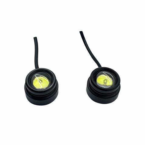 12V GÜNDÜZ SÜRÜŞ LEDİ YUVARLAK TEK LEDLİ DÜZ TİP YAPIŞKANLI (MERCEKLİ) (22 MM) (2 AD)