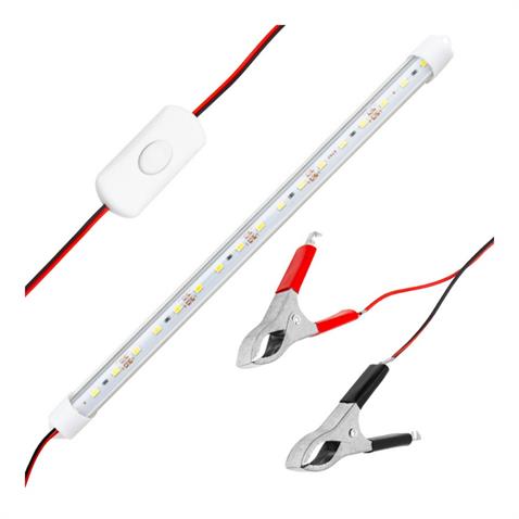 12V FLORESAN TAVAN LAMBASI 18 LEDLİ ANAHTARLI BEYAZ (MAŞALI) (30 CM)