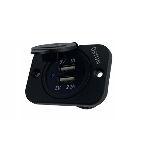 12V-24V TELEFON ŞARJ CİHAZI (USB X 2) (1A/2.1A) (KAPAKLI MARİN)