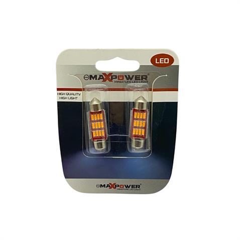 12V-24V SOFİT AMPUL 12 LEDLİ SARI (36 MM) (2 AD)