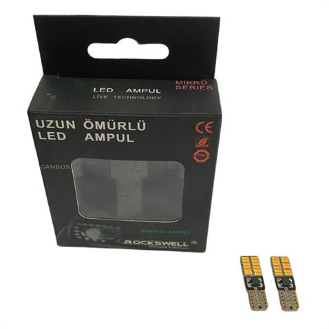 12V DİPSİZ AMPUL T10 24 LEDLİ SARI CANBUS (2 AD)
