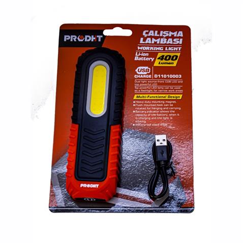 EL FENERİ ÇALIŞMA LAMBASI LEDLİ MIKNATISLI ASKILI ŞARJLI (FONKSİYONLU 400 LÜMEN)