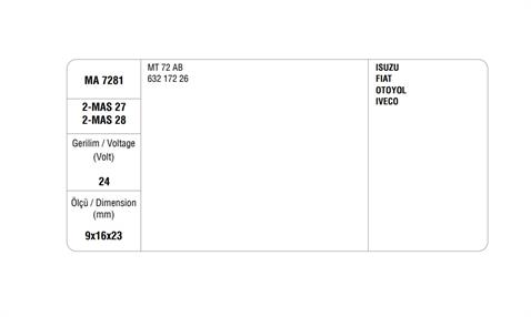 MEGA 24V MARŞ KÖMÜRÜ MAKO TİPİ MASX-27/28 (4 AD)