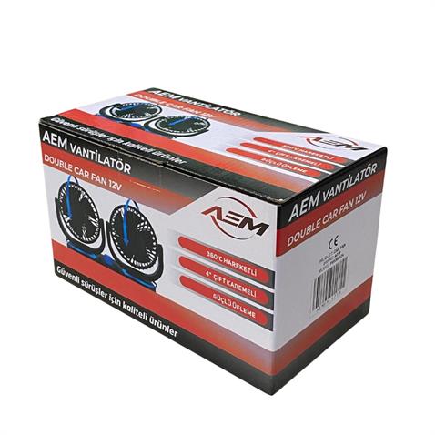 12V VANTİLATÖR 4  (ÇAKMAK FİŞLİ) (TORPİDO ÜSTÜ) (ÇİFT DEVRE) (360° AYARLANABİLİR) (255*110*140 MM)