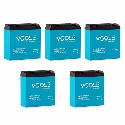 VOOLE 12V 24 AH ELEKTRİKLİ BİSİKLET AKÜSÜ DEEP CYCLE GEL BATTARY CARBON-X (181*77*170) (6.60 KG)