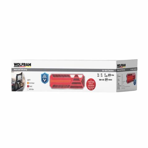 WOLFRAM 12V-24V STOP LAMBASI (NEON LEDLİ-KAYAR SİNYALLİ) (6 FONKSİYONLU) (400*145*45 MM) E9 SOL