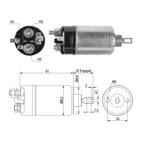 ZM 12V MARŞ OTOMATİĞİ EM (2 DELİK) İNCE GÖVDE KMM F/M5 FORD-LOMBARDINI-MERCEDES