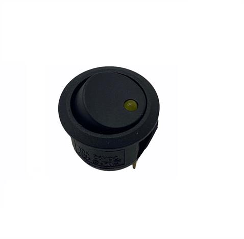 24V TUŞLU ANAHTAR LEDLİ (20 MM) 3 FİŞ (YUVARLAK) SARI 10 A