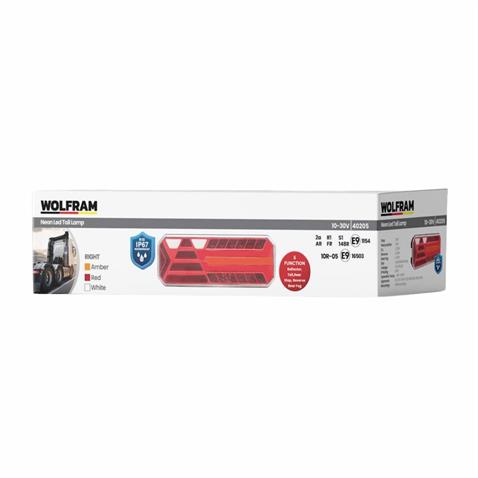 WOLFRAM 12V-24V STOP LAMBASI (NEON LEDLİ-KAYAR SİNYALLİ) (6 FONKSİYONLU) (400*145*45 MM) E9 SAĞ