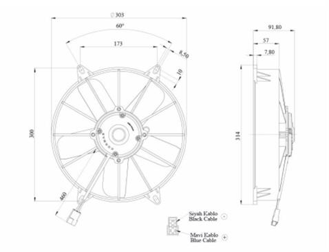 KORMAS 12V FAN MOTORU EMİCİ AKSİYEL 11 