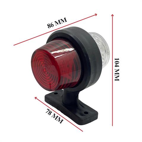 24V TAKOZ LAMBASI KÜPE TİP KIRMIZI-BEYAZ (LEDLİ)