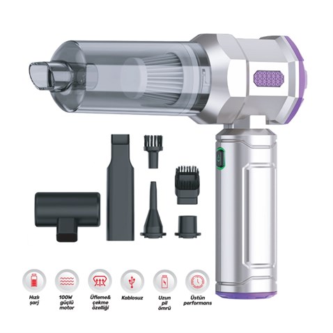 12V ARAÇ SÜPÜRGESİ 100W (KABLOSUZ ŞARJLI)