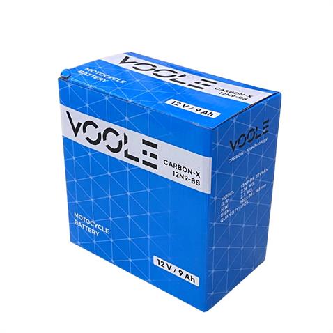 VOOLE 12V 9 AH MOTOSİKLET AKÜSÜ CARBON-X (136*76*134 MM) (12N9-BS) (+/-) ** TERS ** 