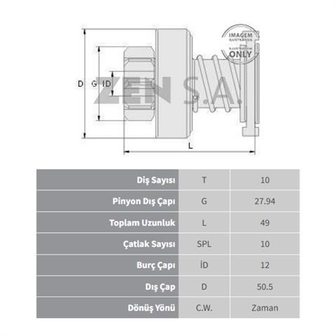 ZEN MARŞ DİŞLİSİ BOSCH TİPİ 10 DİŞ (10 KANAL) CITROEN-MERCEDES-PEUGEOT