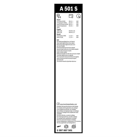 BOSCH SİLECEK SÜPÜRGESİ 800/680 MM AEROTWIN (A501S)  CITROEN C4- PEUGEOT 3008/5008-RENAULT SCENIC 