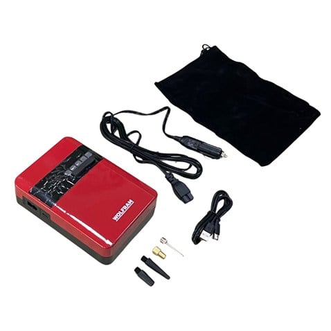 WOLFRAM LASTİK ŞİŞİRME HAVA KOMPESÖRÜ IŞIKLI-İKAZLI (150 PSI) (DİJİTAL) (POWERBANK) (ŞARJLI)