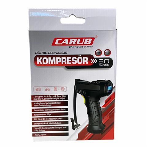 12V LASTİK ŞİŞİRME HAVA KOMPRESÖRÜ IŞIKLI 60W (120 psi) (DİJİTAL) (ŞARJLI)