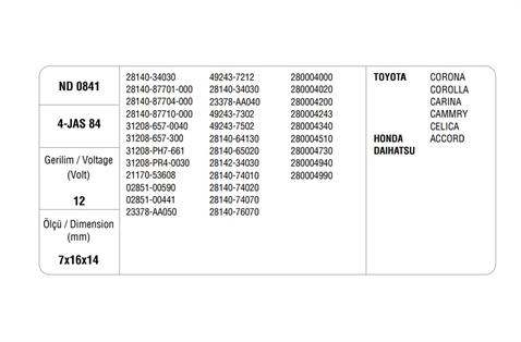 12V MARŞ KÖMÜRÜ NIPPON DENSO TİPİ (FT124) (4 AD)