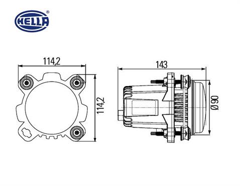 HELLA 12V-24V LED FAR MERCEKLİ (KISA HÜZME) (GÜNDÜZ SÜRÜŞ LEDLİ) (YUVARLAK 90 MM) SOL