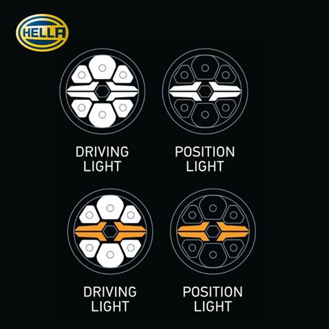 HELLA 12V-24V LED LAMBA OFF-ROAD YUVARLAK (KROM ÇERÇEVE) 3000 SARI-BEYAZ (220 MM)