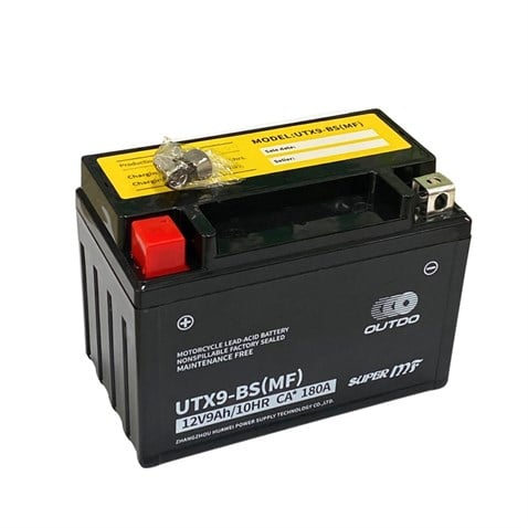 OUTDO 12V 9 AH MOTOSİKLET AKÜSÜ AGM TECH 180 A (EN) (150*86*107) (YTX9-BS) (UTX9-BS-MF) (2.93 KG)