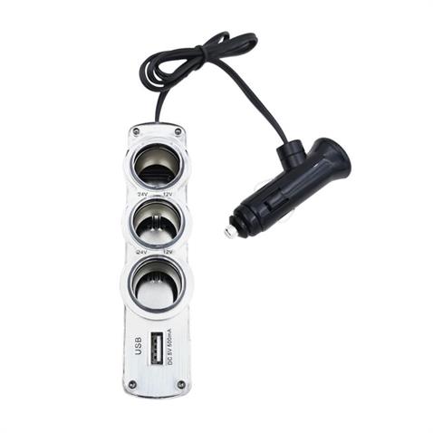 12V-24V ÇAKMAK SOKETİ (ENERJİ SOKETİ) (ÇAKMAK 3 + USB 1 ŞARJLI 0.5 A) (KABLOLU)