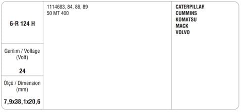 MARŞ KÖMÜRÜ DELCO TİPİ 50MT CATERPILLAR (6 AD)